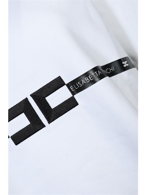 T-shirt in jersey pesante con logo Gesso/Nero Elisabetta Franchi | MA02256E2270